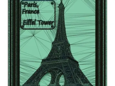 Eiffel Tower Panno STL File for CNC Relief engraving 3D model