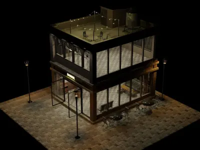 simple barber shop Low-poly 3D model