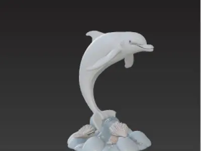 Dolphin Fountain Statue  Leaping Water Feature for Seaside  Low-poly 3D model