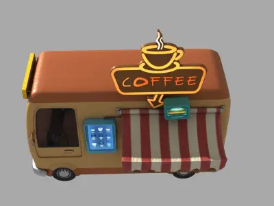 Cyberpunk Cafe Van Low-poly 3D model