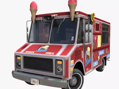 Icecream food truck Low-poly 3D model
