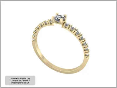 Pacote com 22 aneis de noivado e solitarios 3D print model