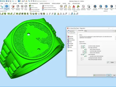 Horse head Snake watch Man Ring silver gold printable 3D print model