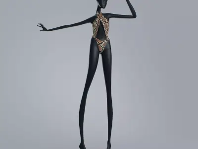 Woman Swimsuit 7Sins Crossed Cutout Halter One-piece 3D model