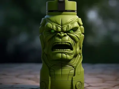 Marvel Hulk shaped bottle 3D print model