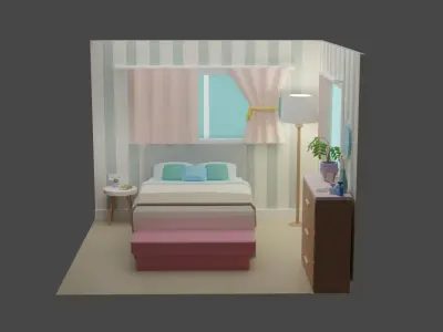 Bedroom 14  Low-poly 3D model