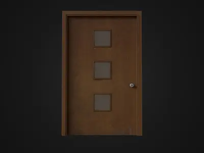 Old dirty wooden door 05B Low-poly 3D model