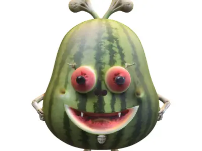 Watermelon Monster Character Low-poly 3D model