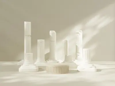 Old Roman columns and a podium 3D model