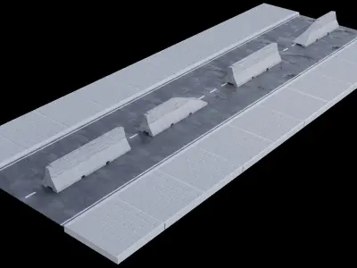 Street Element Barrier Concrete End Low-poly 3D model