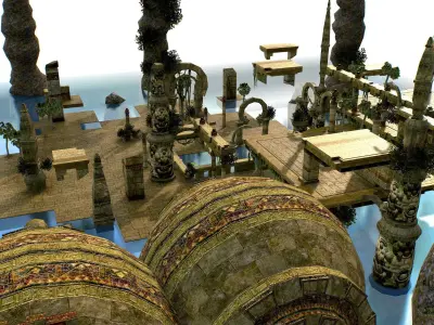 Polygon Location Aztec Ruins LowPoly Low-poly 3D model