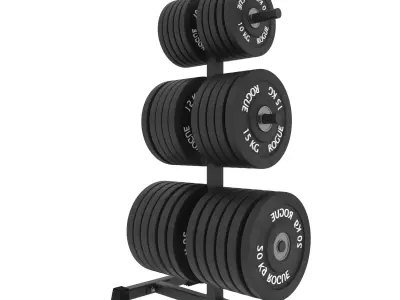 gym barbell rack with four weights Low-poly 3D model