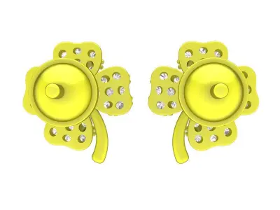 A7069 Four Leaf Clover Diamond Earrings 3D Print 3D print model