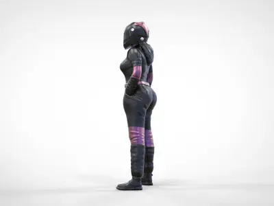 N6 Woman Race Driver Standing 3D print model