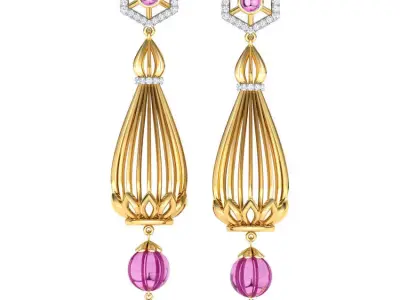 Long Pillar Drop Earrings 3D print model