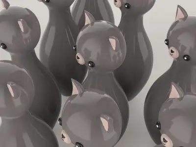 Cartoon Ratel Bowling And Ball Bowling Low-poly 3D model