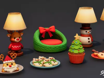 Christmas Cozy Decor Pack Low-poly 3D model