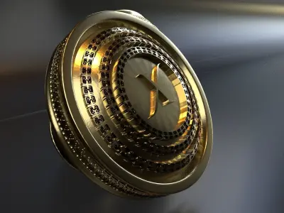 Luxury Cufflink with alphabet X 3D print model