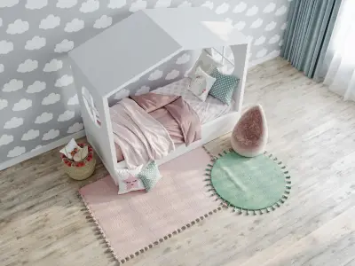 Children bed with decor 3D model