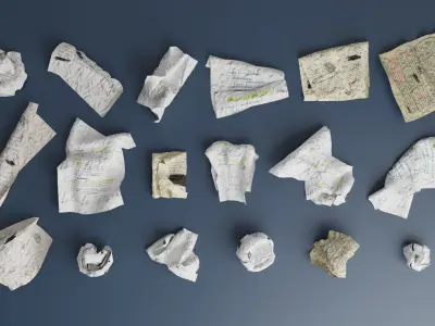 18 Low-poly Crumpled paper Pack  3D model Low-poly 3D model