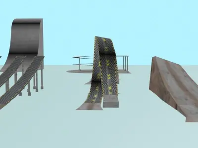 Low Poly Road Ramps And Elements 3D Model 2025 Low-poly 3D model