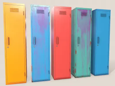Metal Lockers - Steel Wardrobe - Cabinet Low-poly 3D model