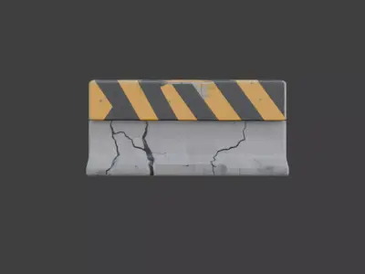 Broken Road Barrier Low-poly 3D model
