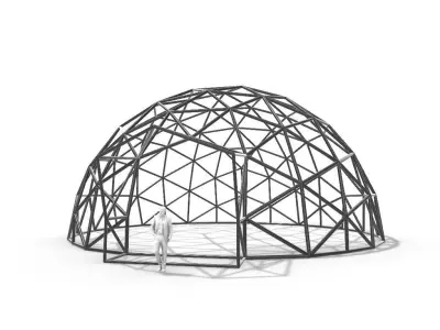 Geodesic Dome with Door Opening V3 3D model
