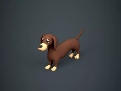 Dachshund Dog Stylized Low-poly 3D model