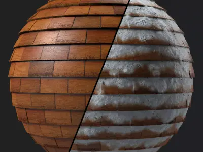 Roof Tile Materials 76- Wooden Roofing Sbsar Seamless Pbr Texture