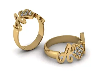 ALPHABET A AND A DIAMOND RING 3D PRINTABLE MODEL 3D print model