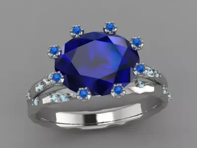 Ring Stone flower  3D print model