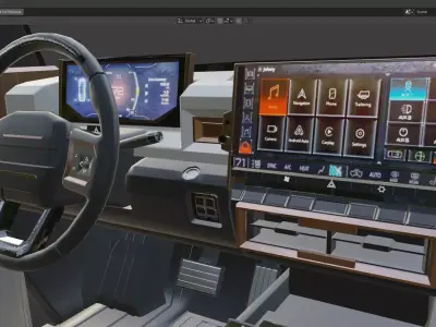 SUV interior lowpoly with textures Low-poly 3D model