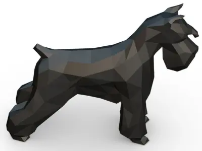 Schnauzer dog  low poly 3D print model