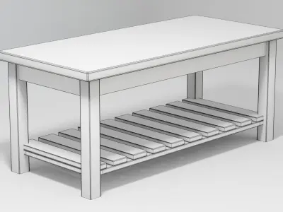 Rustic Wooden Coffee Table 3D model