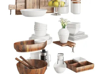 Kitchen Set Wood and White 3D model