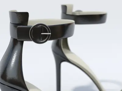 Female High Heel Leather Sandals 3D model