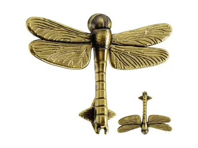 Antique Brass Dragonfly Design Front Door Knocker Vintage Style 3D model