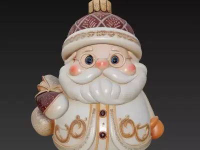 Golden Ornament Santa - Luxury Christmas Sculpture 3D Model 3D print model