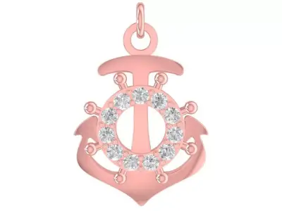 Luxury Anchor Symbol Pendant with Gemstone Accents  3044 3D print model