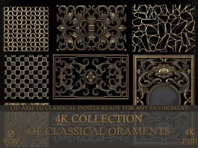 4K GOLDEN PANELS   Low-poly 3D model