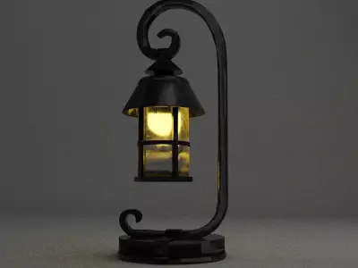 Vintage Single light Black Metal  Lamp Free low-poly 3D model