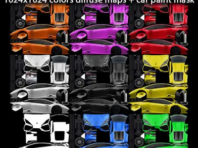 Generic Supercar v9 multicolors Low-poly 3D model