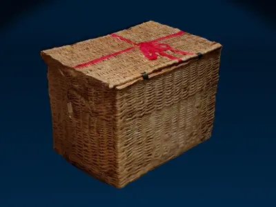 Wicker Box Chest Photoscan With Bow Low-poly 3D model
