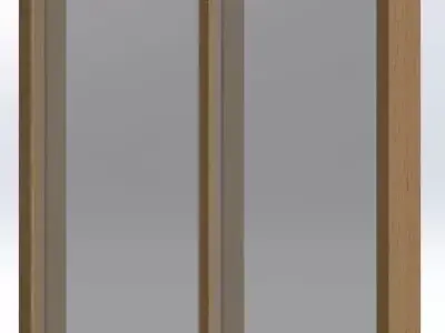 window sliding door with two glass panels Free low-poly 3D model