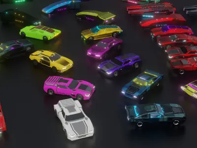 6 Low-Polly Futuristic PBR Vehicle Pack Low-poly 3D model