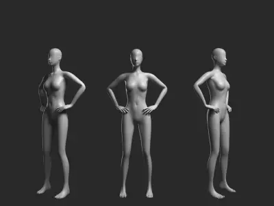 Animated Female Mesh - 12 sport poses v2 3D model