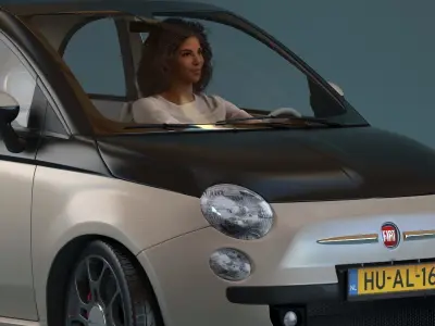 South American Woman driving a car 3D model