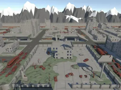 The City Ruins - LowPoly Post Apocalyptic Environment Low-poly 3D model