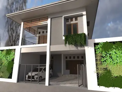 Minimalis Modern House Mix Used With Mini Store Design 3D model